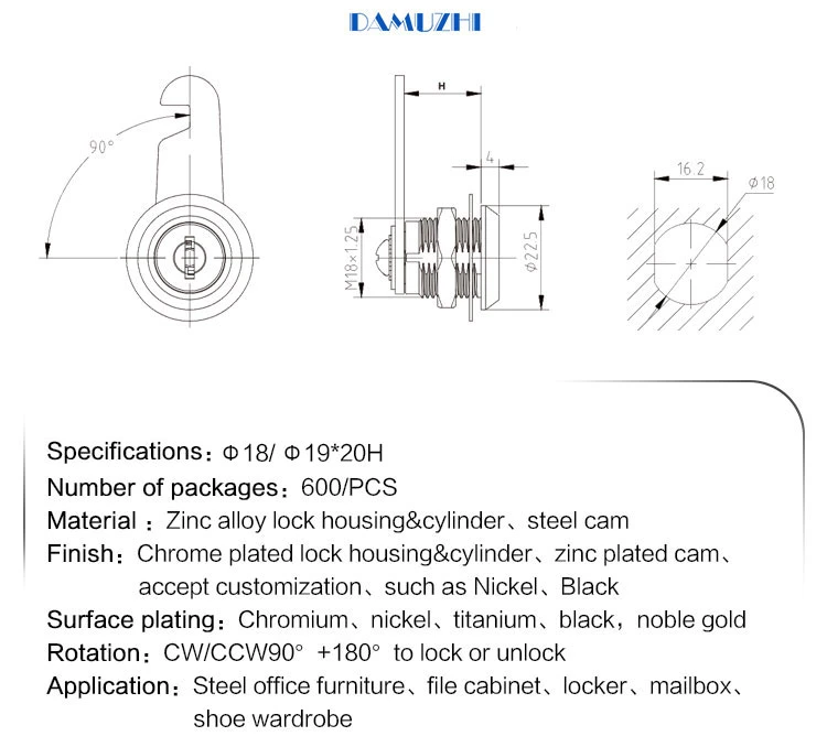 Factory Supply Steel Office Furniture Cam Lock Locker Lock