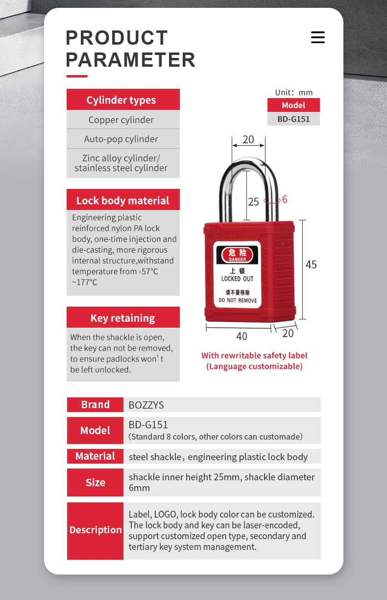 25mm Shackle Length Safety Padlock